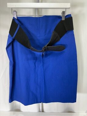 Vanity Royal Blue Mini Skirt with Black Elastic Belt 3526